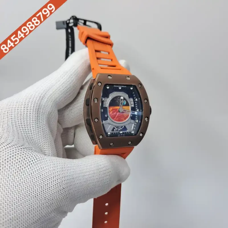 Richard Mille RM52-05 Tourbillon Rose Gold Bazel Orange Rubber Strap Swiss Automatic Watch - Image 3