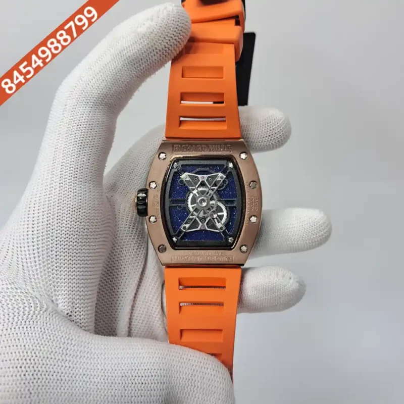 Richard Mille RM52-05 Tourbillon Rose Gold Bazel Orange Rubber Strap Swiss Automatic Watch - Image 4