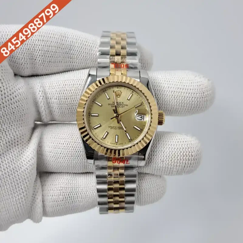 Rolex Date-Just Dual Tone Golden Dial Stick Marker Swiss Automatic Watch