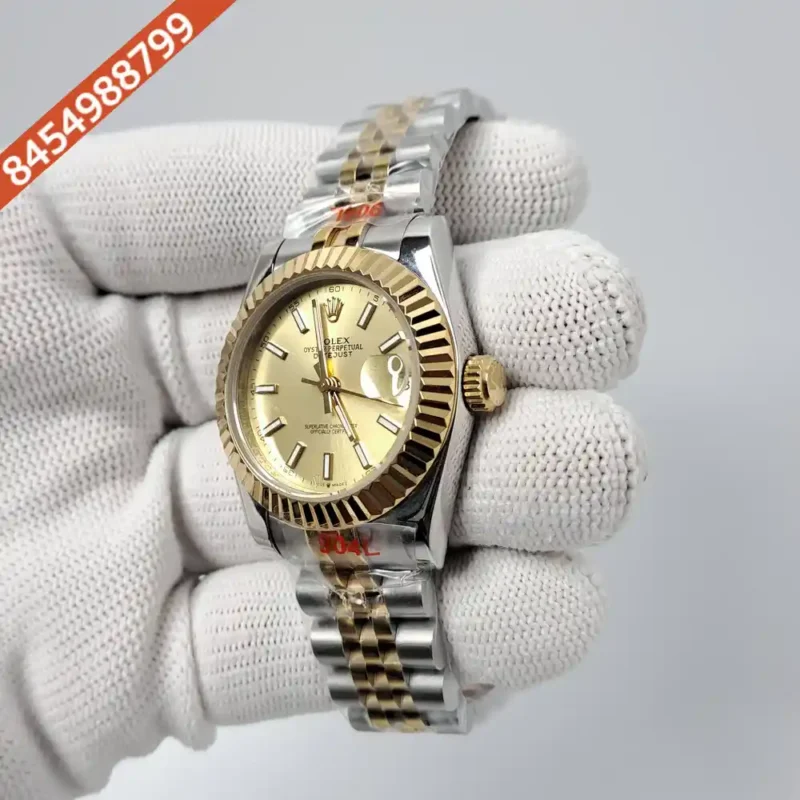 Rolex Date-Just Dual Tone Golden Dial Stick Marker Swiss Automatic Watch - Image 3