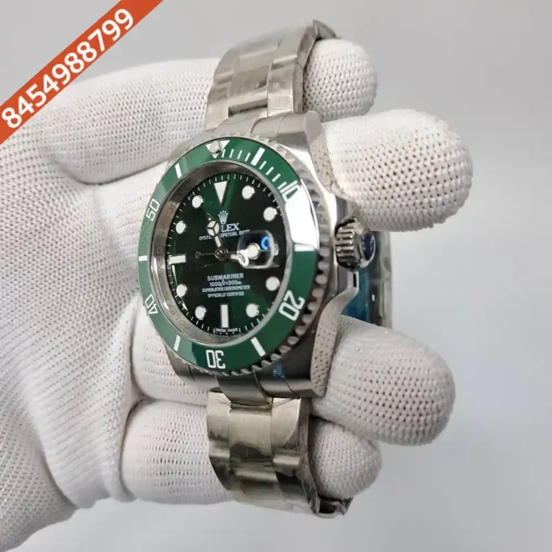 Rolex Submariner Silver Green Dial Swiss Automatic Watch (Premium Quality) - Image 3