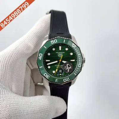 TAG Heuer Aquaracer Calibre 5 Professional 300 Diver Green Dial Black Rubber Strap Swiss Automatic Watch