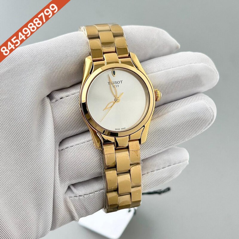 Tissot T-Lady T-Wave Full Gold White Dial Swiss Watch