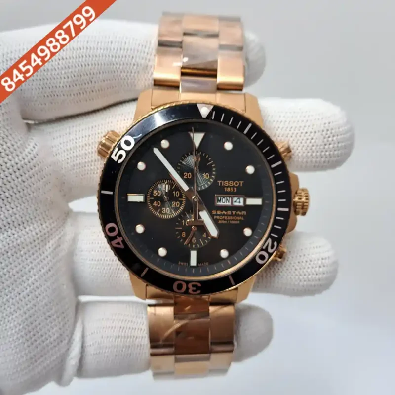 Tissot T-RACE Chronograph Rose Gold Black Dial Swiss Watch