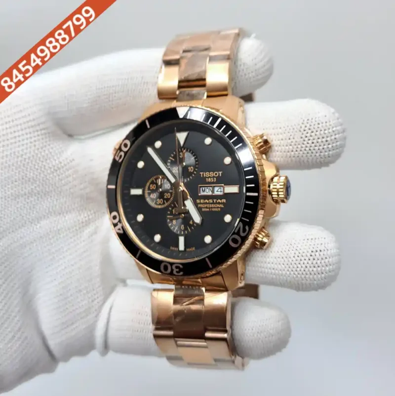 Tissot T-RACE Chronograph Rose Gold Black Dial Swiss Watch - Image 3