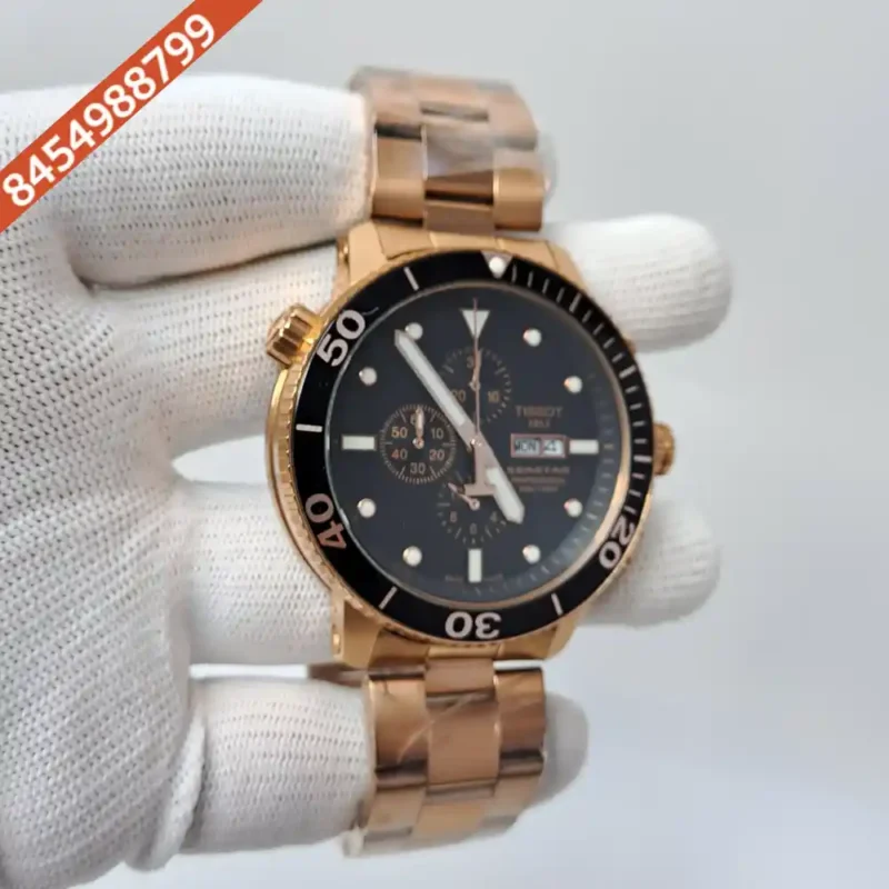 Tissot T-RACE Chronograph Rose Gold Black Dial Swiss Watch - Image 2