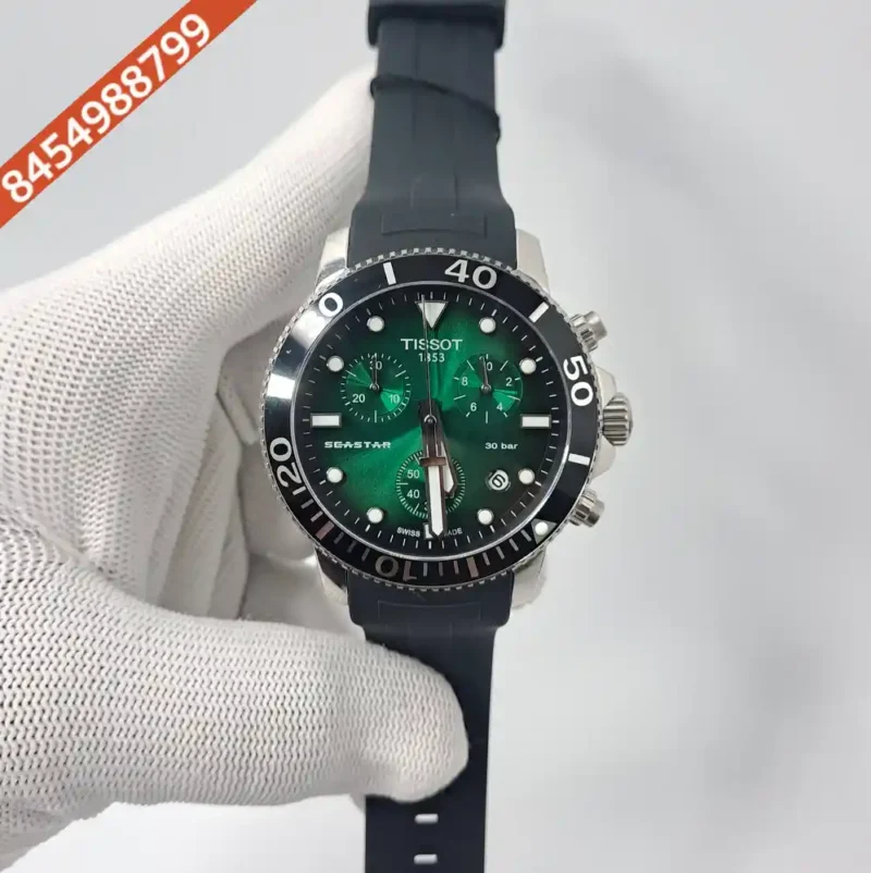 Tissot T-RACE Chronograph Steel Green Dial Black Rubber Strap Swiss Watch