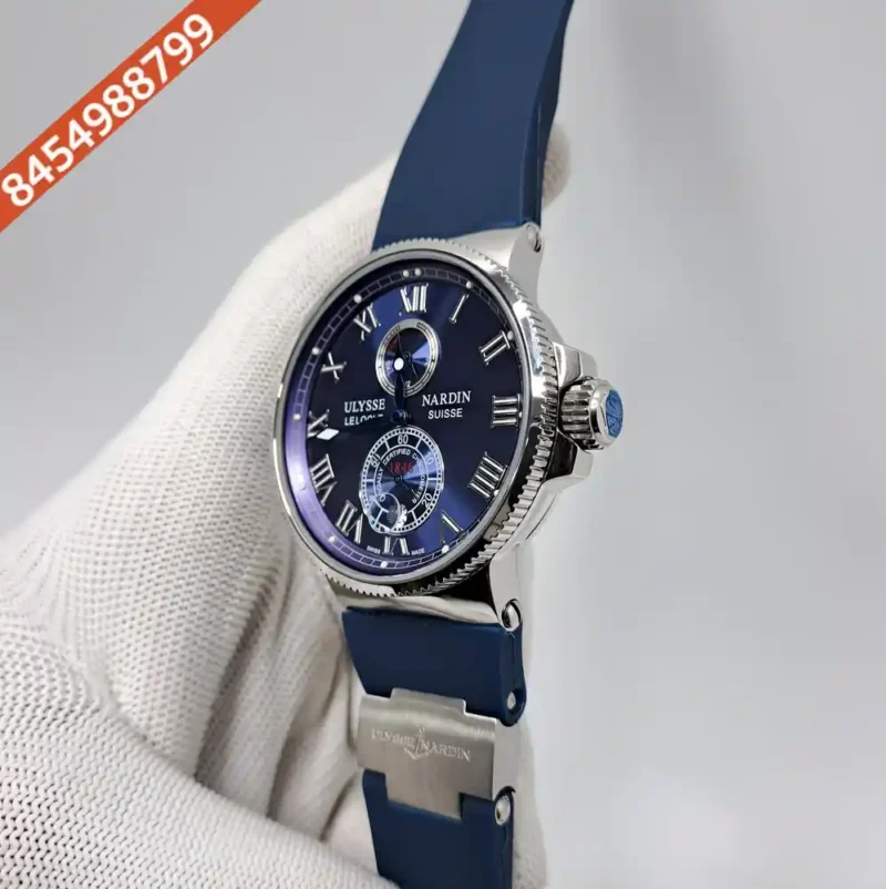 Ulysse Nardin Marine Torpilleur Steel Blue Dial Blue Rubber Strap Swiss Automatic Watch - Image 3