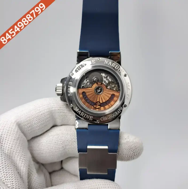 Ulysse Nardin Marine Torpilleur Steel Blue Dial Blue Rubber Strap Swiss Automatic Watch - Image 4