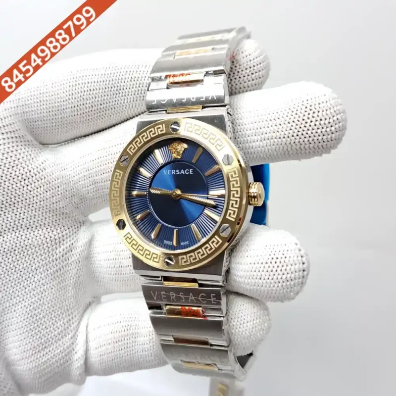 Versace Greca Logo Dual Tone Blue Dial Swiss Watch - Image 3