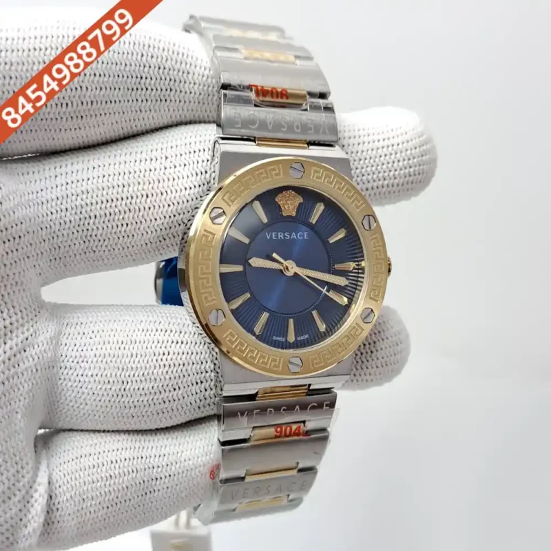 Versace Greca Logo Dual Tone Blue Dial Swiss Watch - Image 2