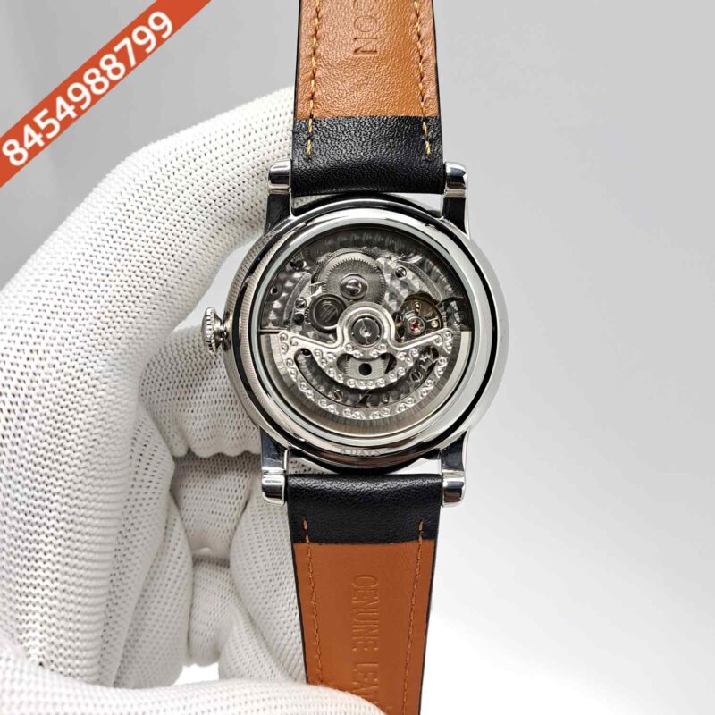 ARNOLD & SON Eight-Day Steel Blue Dial Black Leather Swiss Automatic Watch - Image 4