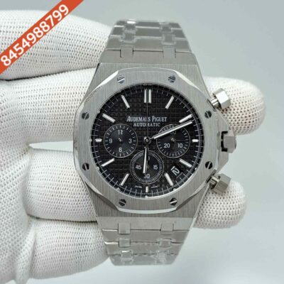 Audemars Piguet Royal Oak Chronograph Full Silver 41mm Black Dial Swiss Watch