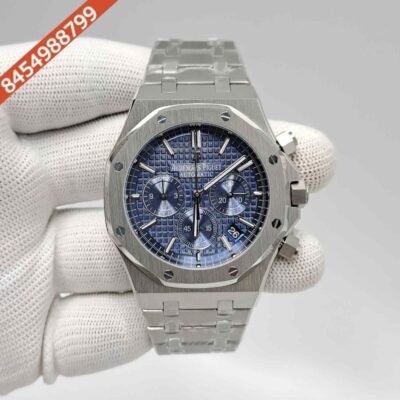 Audemars Piguet Royal Oak Chronograph Full Silver 41mm Blue Dial Swiss Watch