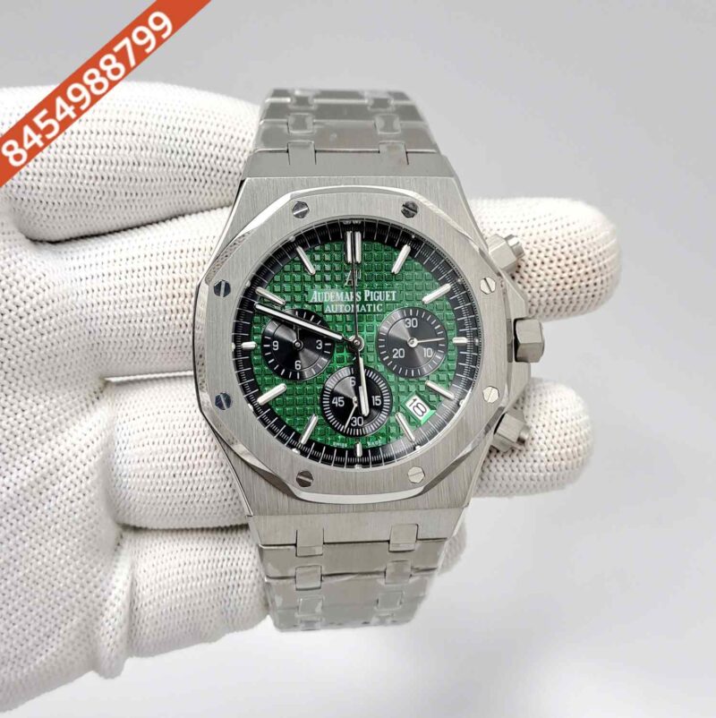Audemars Piguet Royal Oak Chronograph Full Silver 41mm Green Dial Swiss Watch