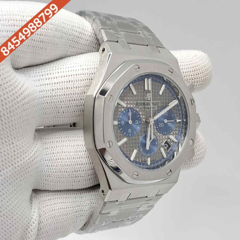 Audemars Piguet Royal Oak Chronograph Full Silver 41mm Grey Dial Swiss Watch - Image 3
