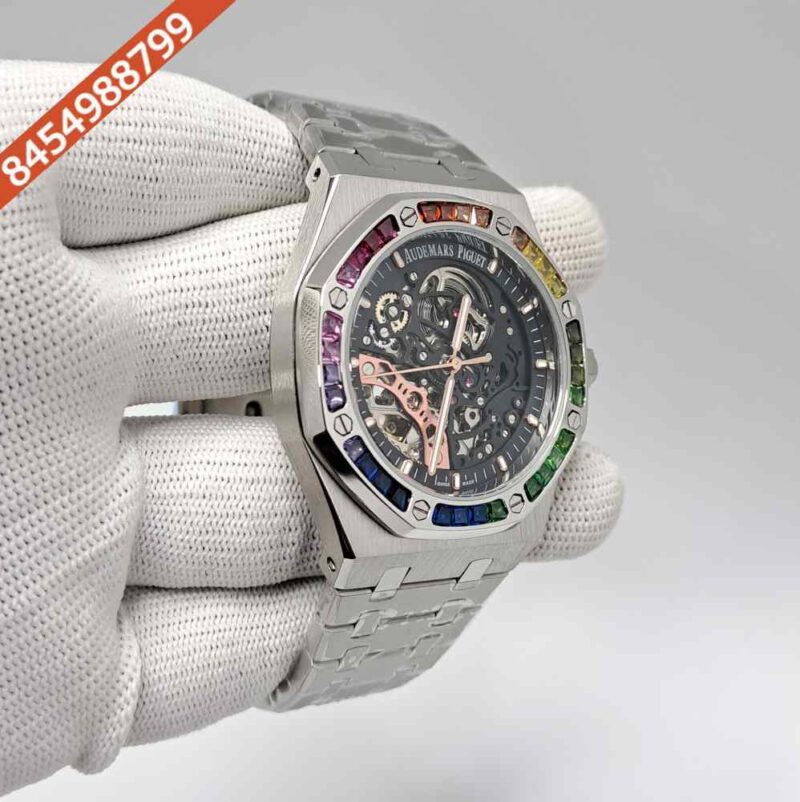 Audemars Piguet Royal Oak Skeleton Dial Full Sliver Swiss Automatic Watch - Image 3