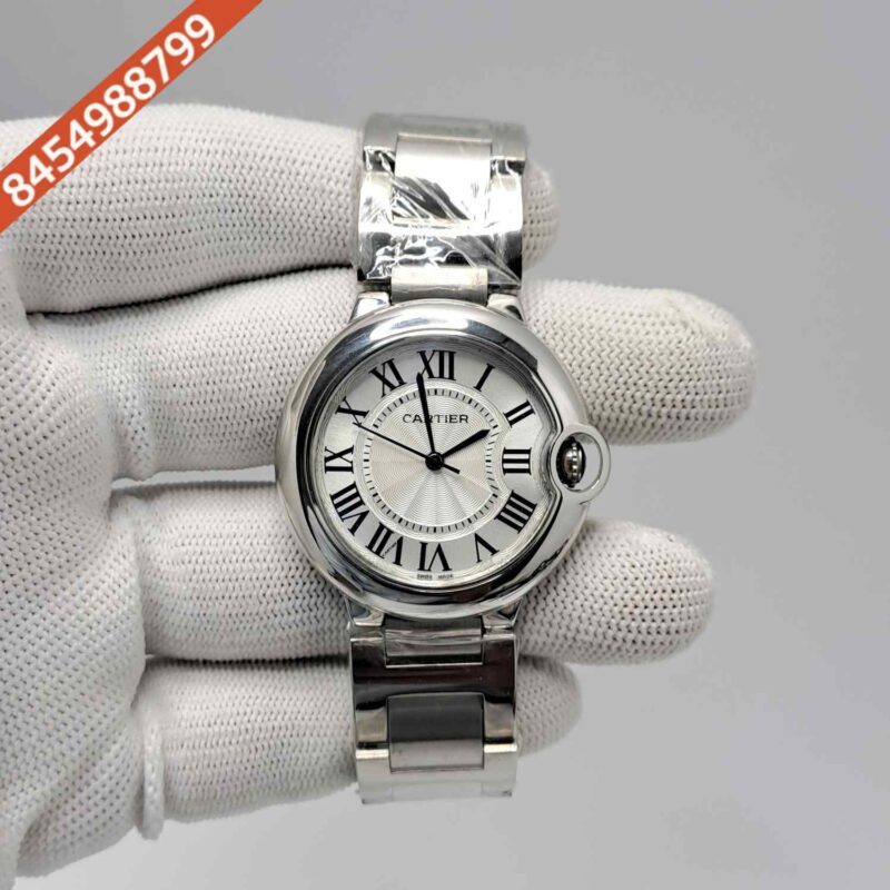 Cartier Ballon Bleu De White Dial Silver Case Swiss Watch