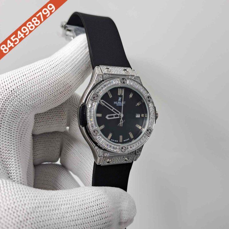 Hublot Classic Fusion Diamond Black Dial Black Rubber Strap Swiss Watch - Image 2