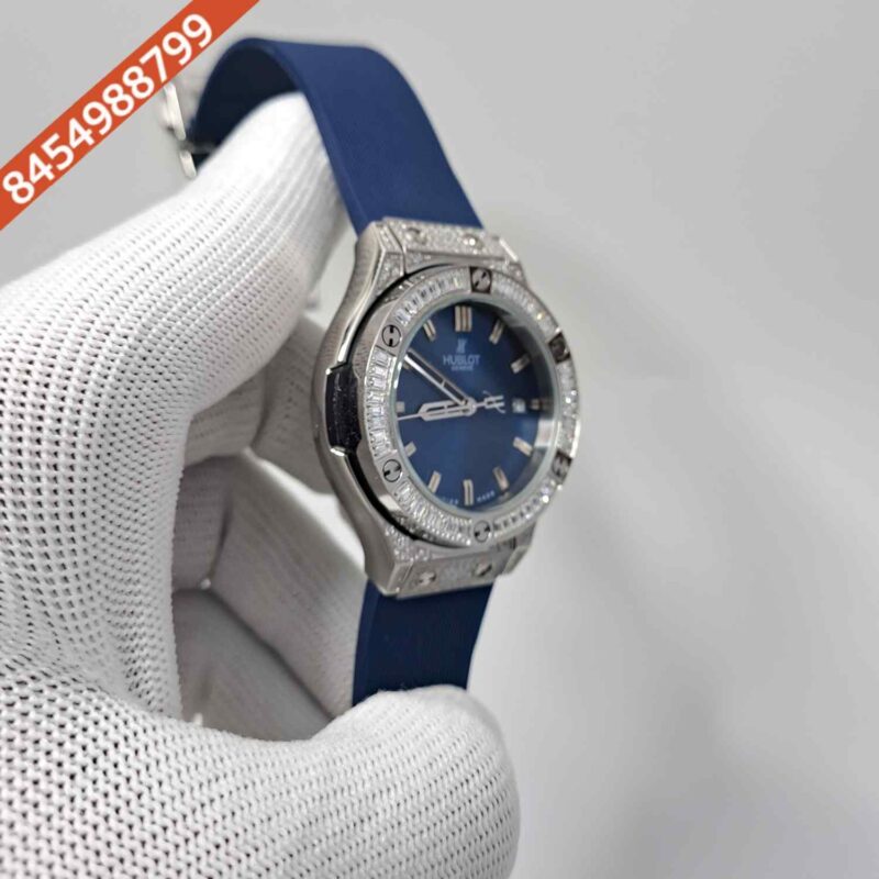 Hublot Classic Fusion Diamond Blue Dial Blue Rubber Strap Swiss Watch - Image 3