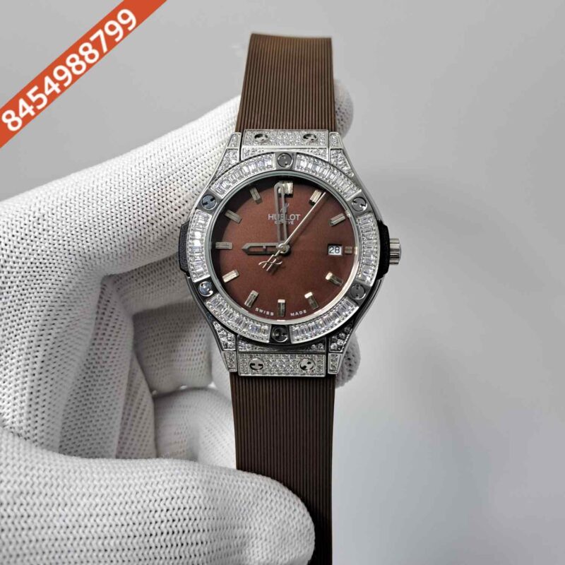 Hublot Classic Fusion Diamond Brown Dial Brown Rubber Strap Swiss Watch
