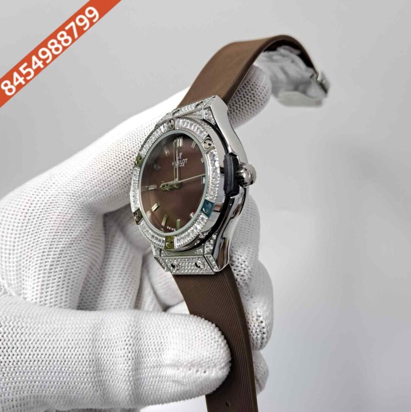 Hublot Classic Fusion Diamond Brown Dial Brown Rubber Strap Swiss Watch - Image 3