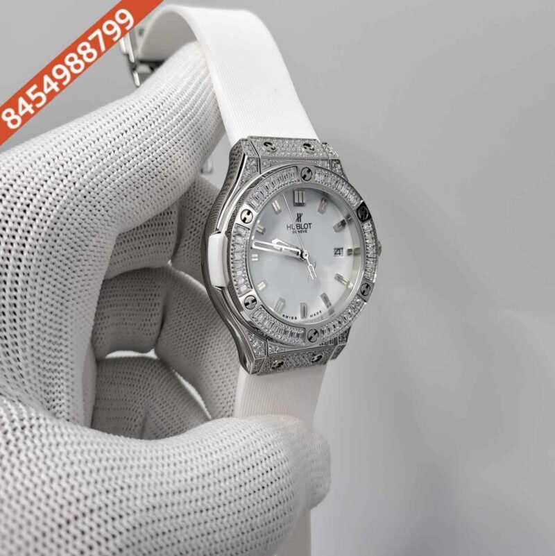 Hublot Classic Fusion Diamond Full White Rubber Strap Swiss Watch - Image 2