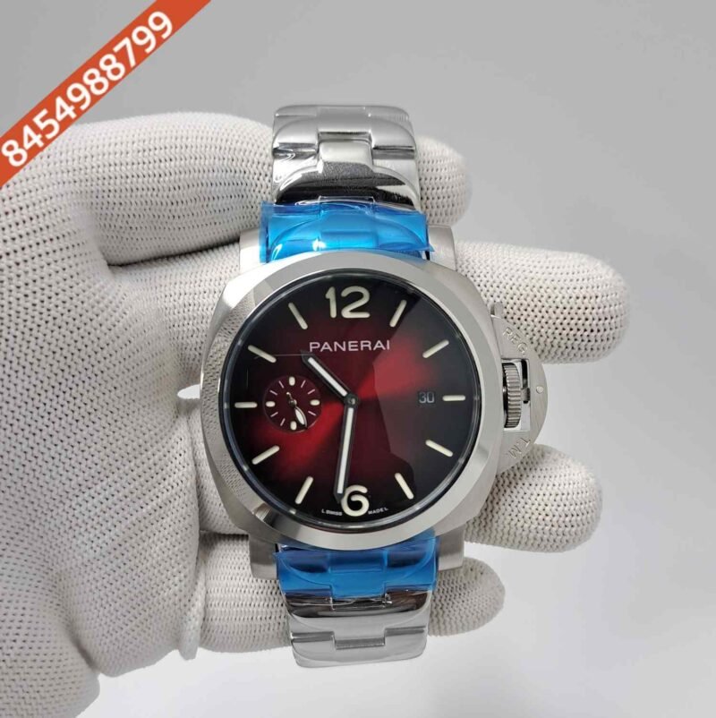 Luminor Panerai Steel Due Pastello Red Dial Limited Edition Swiss Automatic Watch