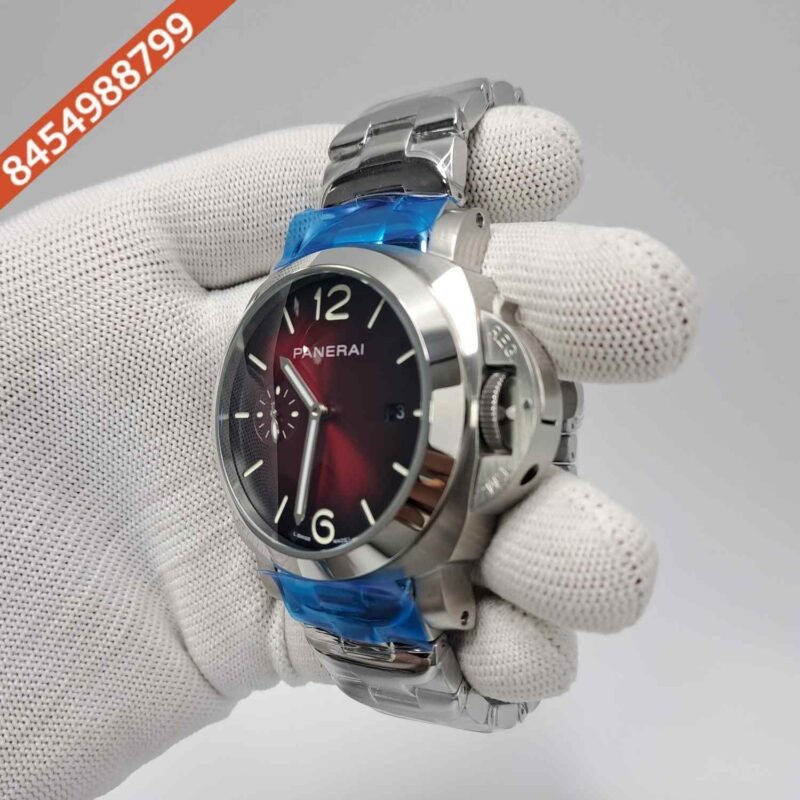 Luminor Panerai Steel Due Pastello Red Dial Limited Edition Swiss Automatic Watch - Image 2