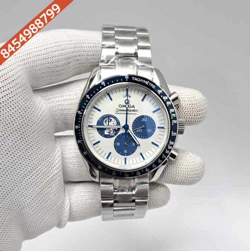 OMEGA Speedmaster Moonwatch 50th Anniversary Series Silver Blue Snoopy Award Swiss Watch