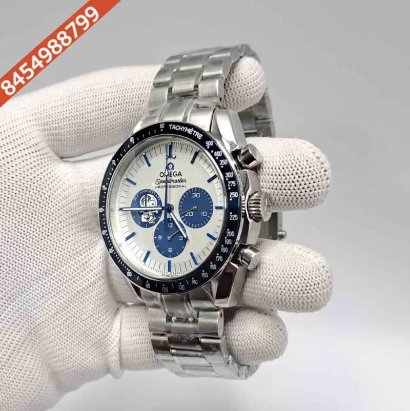 OMEGA Speedmaster Moonwatch 50th Anniversary Series Silver Blue Snoopy Award Swiss Watch - Image 2