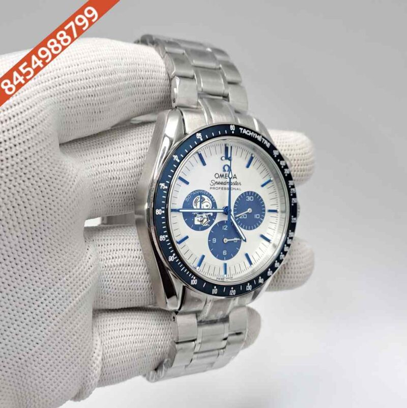 OMEGA Speedmaster Moonwatch 50th Anniversary Series Silver Blue Snoopy Award Swiss Watch - Image 3