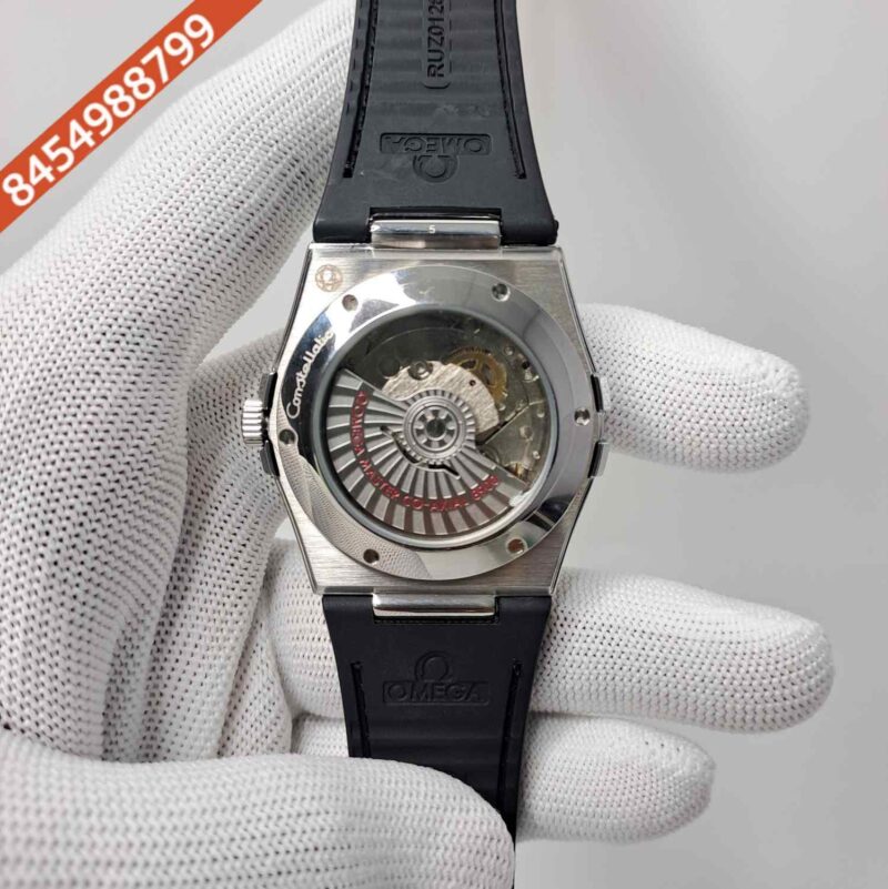 Omega Constellation Co-Axial Silver White Dial Black Leather Swiss Automatic Watch - Image 4