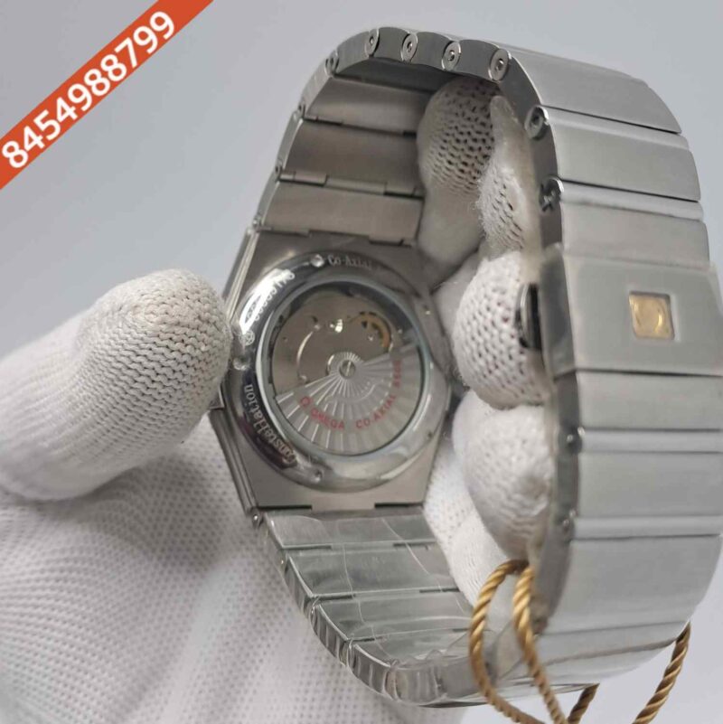 Omega Constellation Co Axial Steel Diamond Bezel Black Dial Swiss Automatic Watch - Image 4