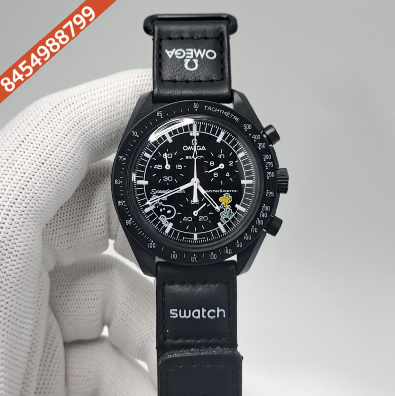 Omega Speedmaster Swatch Moonswatch Mission To The Moon Black Edition Chronograph Swiss Watch