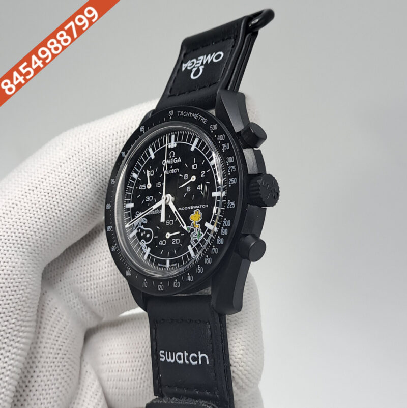 Omega Speedmaster Swatch Moonswatch Mission To The Moon Black Edition Chronograph Swiss Watch - Image 2