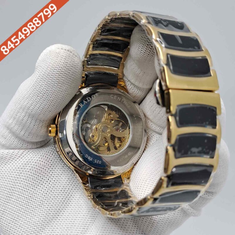 Rado Centrix Rose Gold Skeleton Dial Swiss Automatic Watch - Image 4