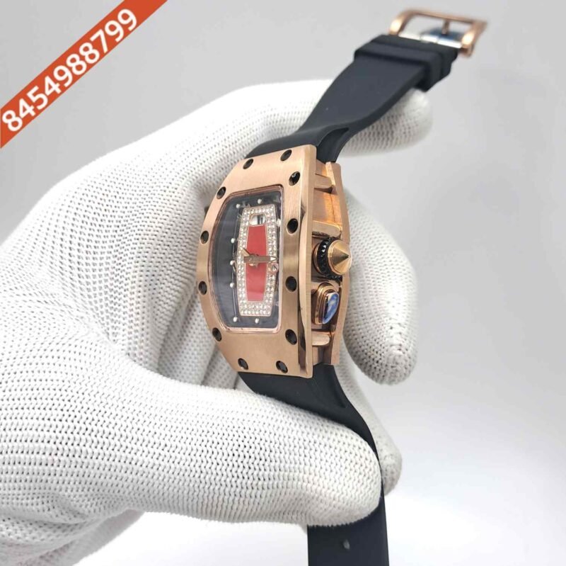 Richard Mille RM 07-01 Rose Gold Black Rubber Strap Swiss Semi ETA Automatic Watch - Image 2