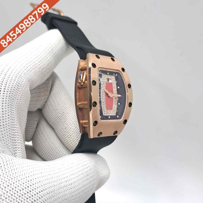 Richard Mille RM 07-01 Rose Gold Black Rubber Strap Swiss Semi ETA Automatic Watch - Image 3