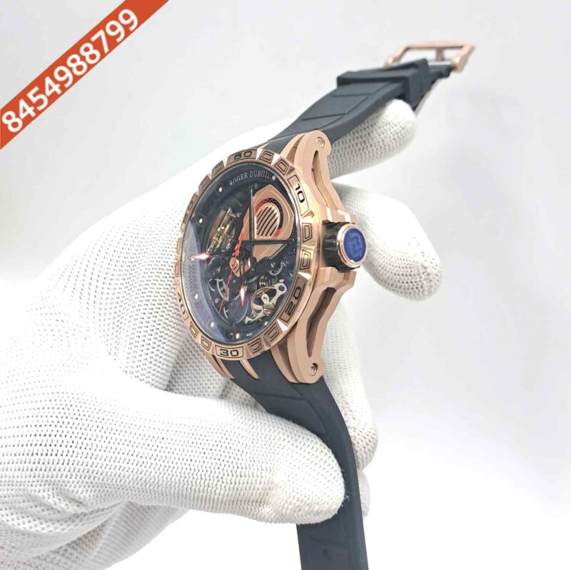 Roger Dubuis Excalibur Aventador Rose Gold Black Dial Black Rubber Swiss Automatic Watch - Image 2
