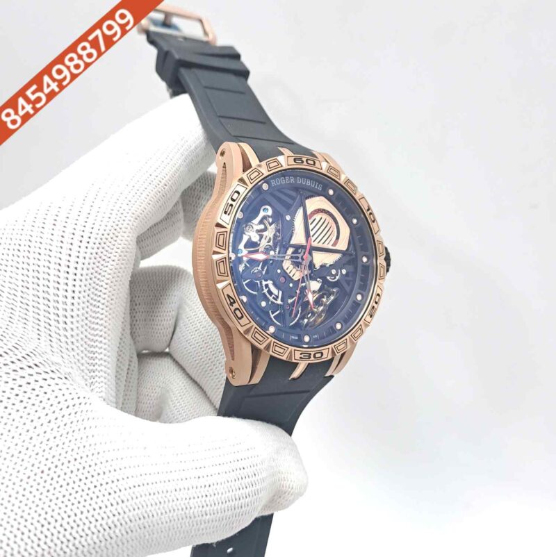 Roger Dubuis Excalibur Aventador Rose Gold Black Dial Black Rubber Swiss Automatic Watch - Image 3