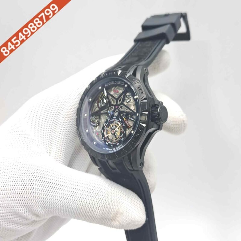 Roger Dubuis Excalibur Flying Tourbillion Full Black Dial Rubber Strap Swiss Automatic Watch - Image 2