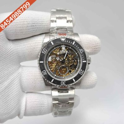 Rolex Artisans de Geneve Daytona Montoya Silver Gold Skeleton Dial Swiss Automatic Watch