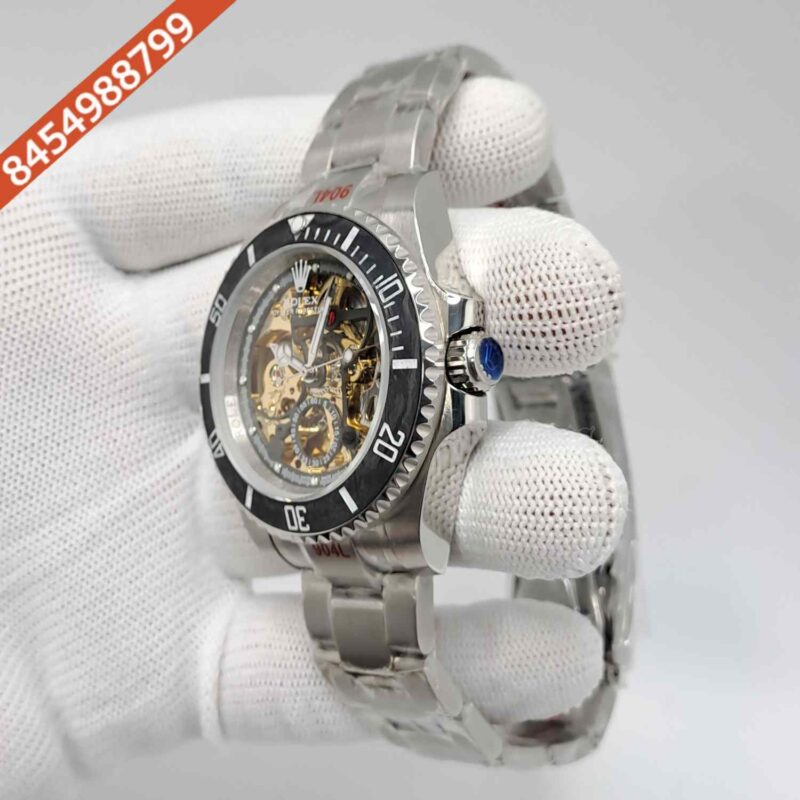 Rolex Artisans de Geneve Daytona Montoya Silver Gold Skeleton Dial Swiss Automatic Watch - Image 3