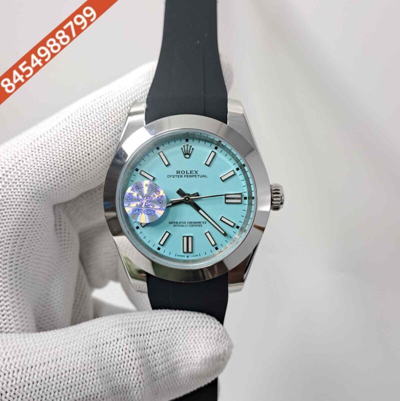 Rolex DateJust Plain Bezel Blue Dial Black Rubber Swiss Automatic Watch