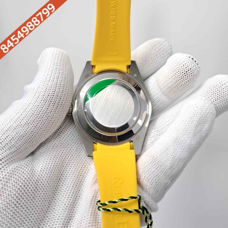 Rolex DateJust Plain Bezel Grey Dial Yellow Rubber Swiss Automatic Watch - Image 4