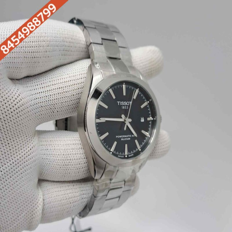 Tissot Gentleman Powermatic 80 Silicium Steel Black Dial Swiss Automatic Watch - Image 3