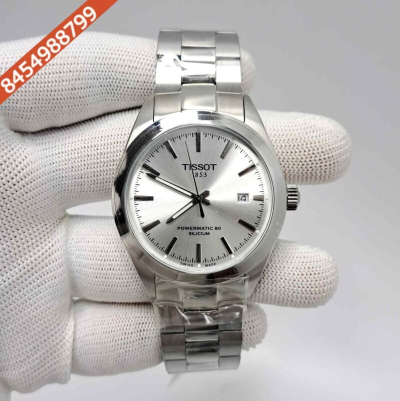Tissot Gentleman Powermatic 80 Silicium Steel Silver Dial Swiss Automatic Watch