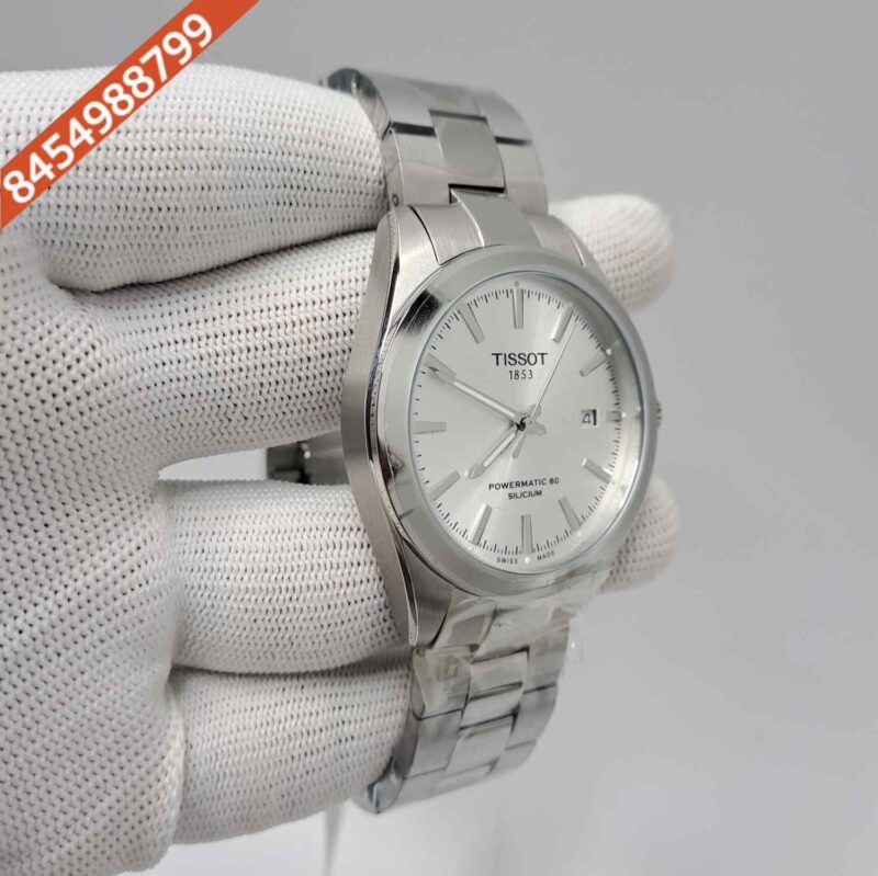 Tissot Gentleman Powermatic 80 Silicium Steel Silver Dial Swiss Automatic Watch - Image 3