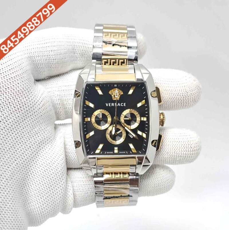 Versace Dominus Chronograph Dual Tone Black Dial Swiss Watch